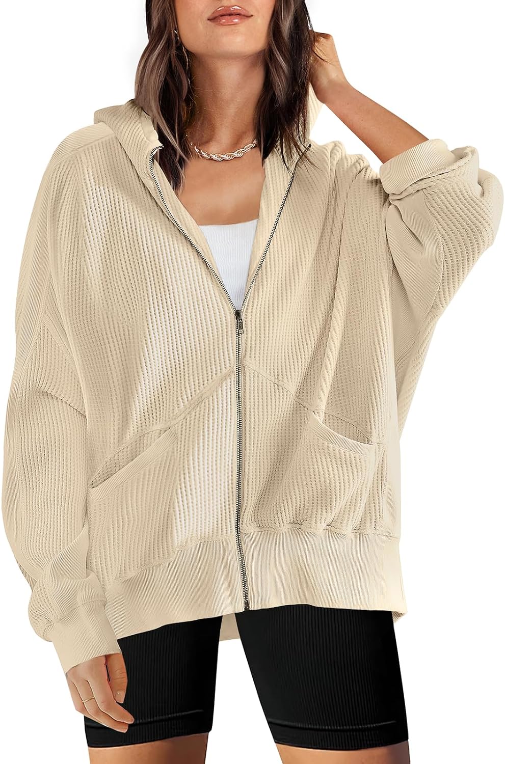 Waffle Knit Casual Jackets Outerwear