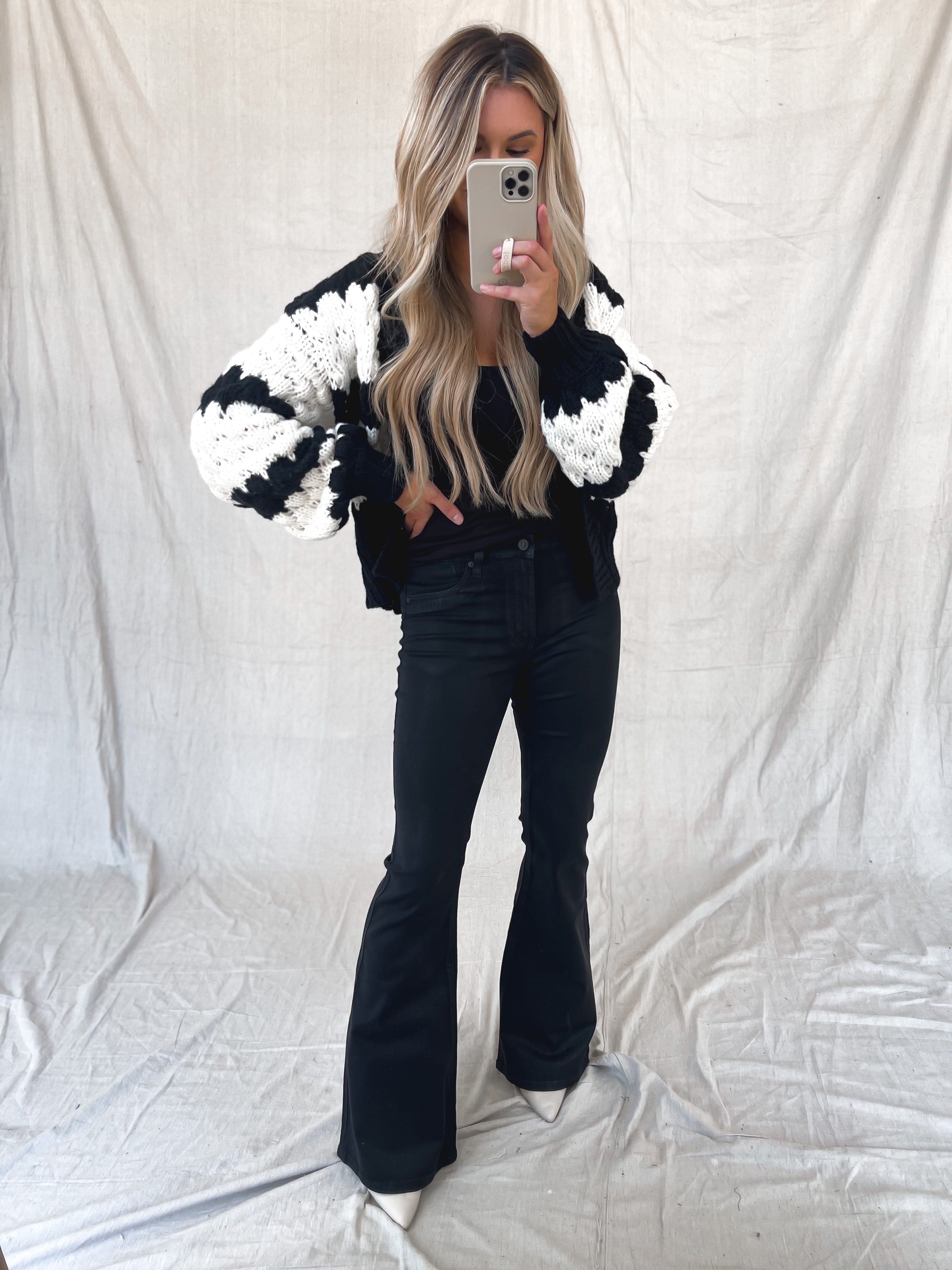 Back And Forth Cardigan in Black/White