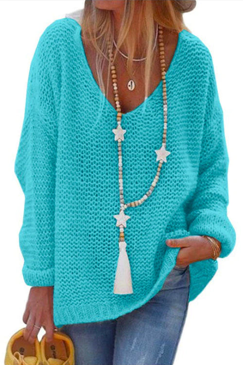 Trixiedress V Neck Long Sleeve Hollow Out Knit Sweater